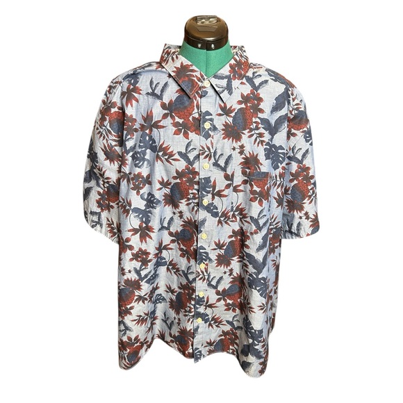 VAN HEUSEN Men’s Size 3XL Camp Shirt 
Pineapple & Floral Print Hawaiian Blue - Picture 2 of 12